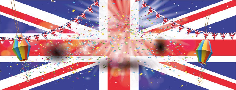British flat with bunting and party effects for Jubilee Picnic at the Jail in Westerham